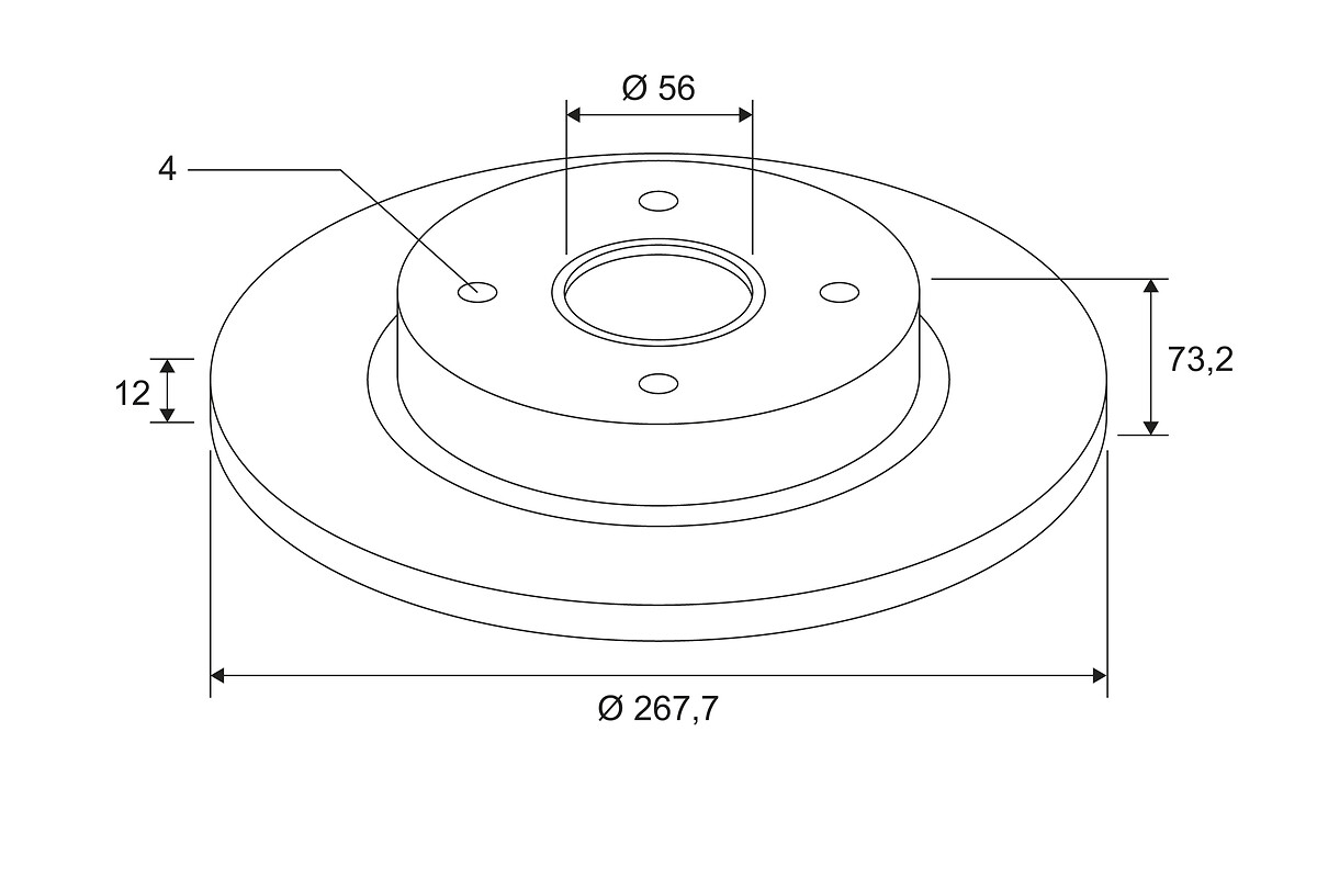 BRAKE DISC X1 WITH BRG 308 SW 1.6 RR